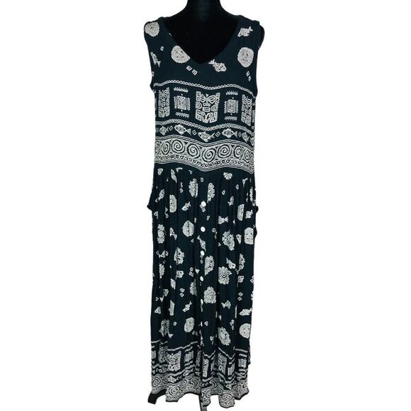 Bila Womens Black Sleeveless Maxi Straight Pencil Dress Hippie Boho Medium - Picture 1 of 7